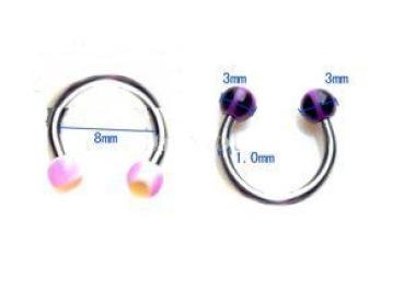 CIRCULAR BARBELL Hufeisen UV Candy Stripe Ball 18G 1.0 mm